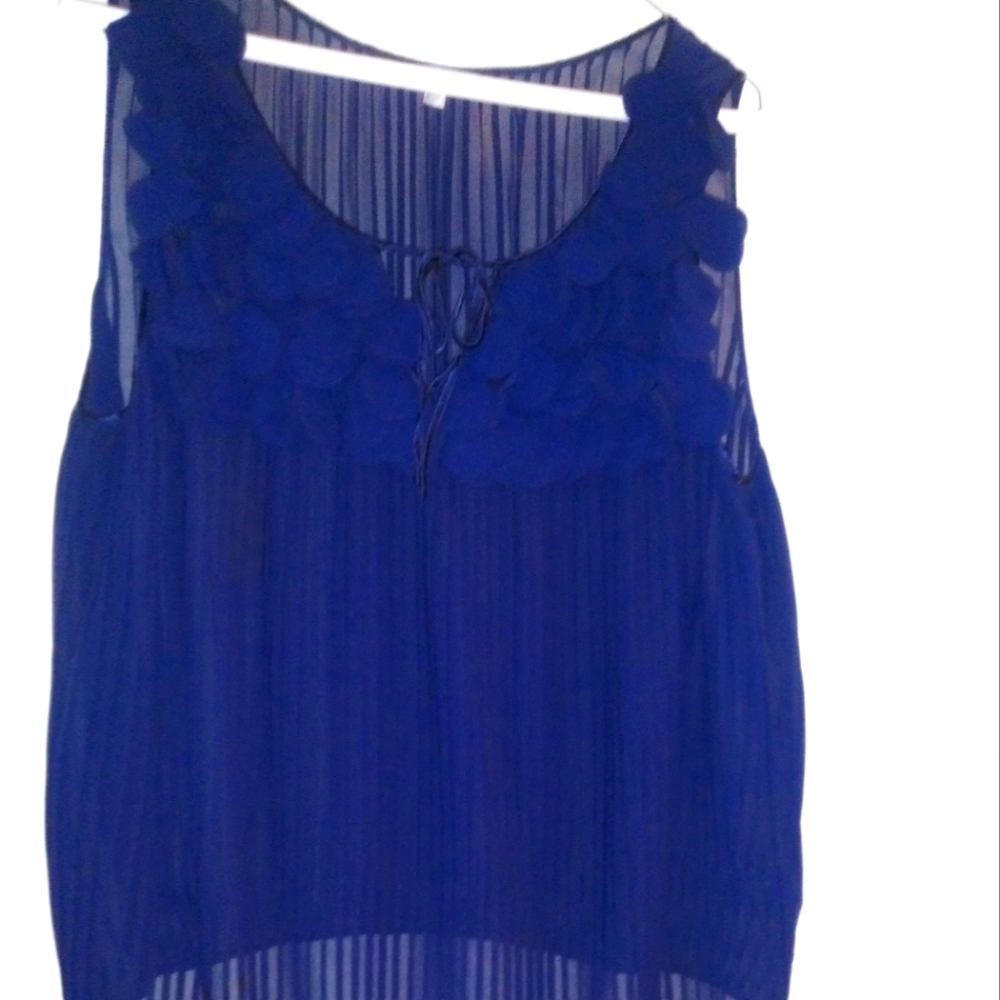 Leifnotes Anthropologie Chiffon Navy Blouse Size Medium